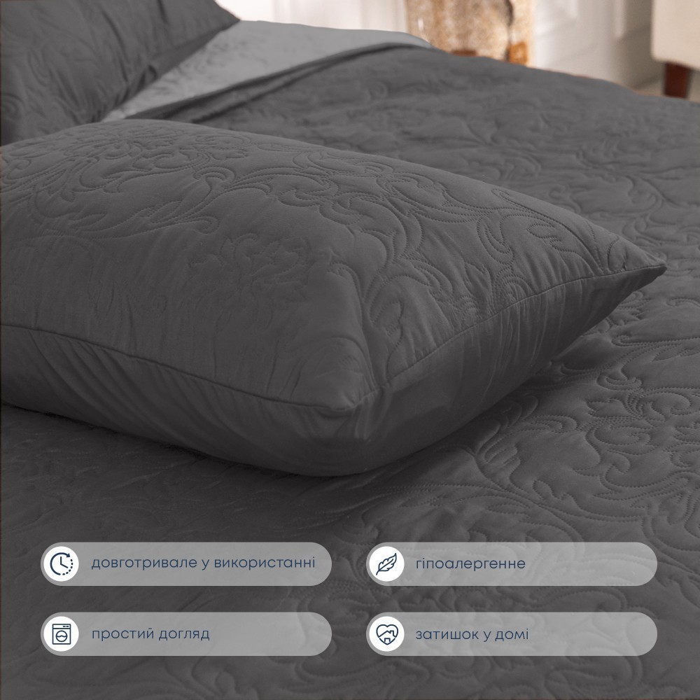 Покрывало стёганое двухстороннее Винтаж Серый — изображение 7